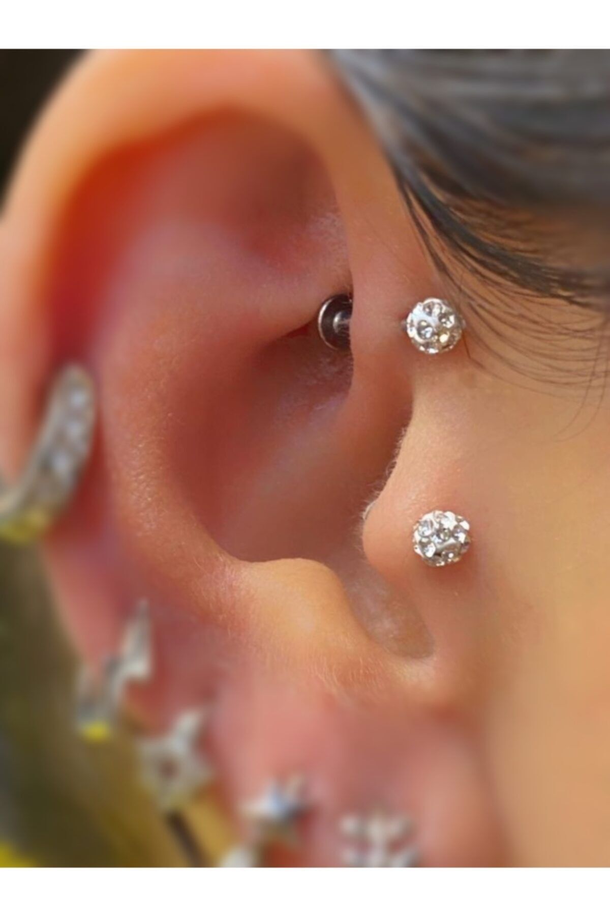 Cerrahi Çelik Zirkon Taş Tragus Piercing