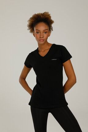 Ct126 Basıc V Neck T-shır Siyah Kadın T-shirt CT126 BASIC V NECK T-SHIR
