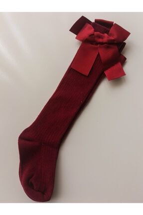 Kurdeleli Bordo Diz Altı Çorap TYC00349619883