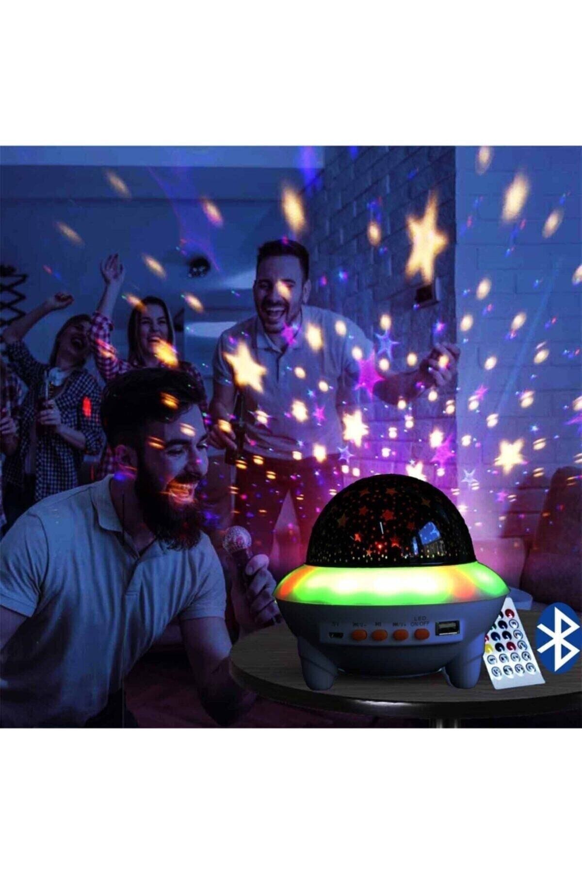 Muraty Şarjlı Kumandalı Ufo Müzik Çalar Usb Bluetooth Hoparlör Ve Projeksiyon Gece Lambası