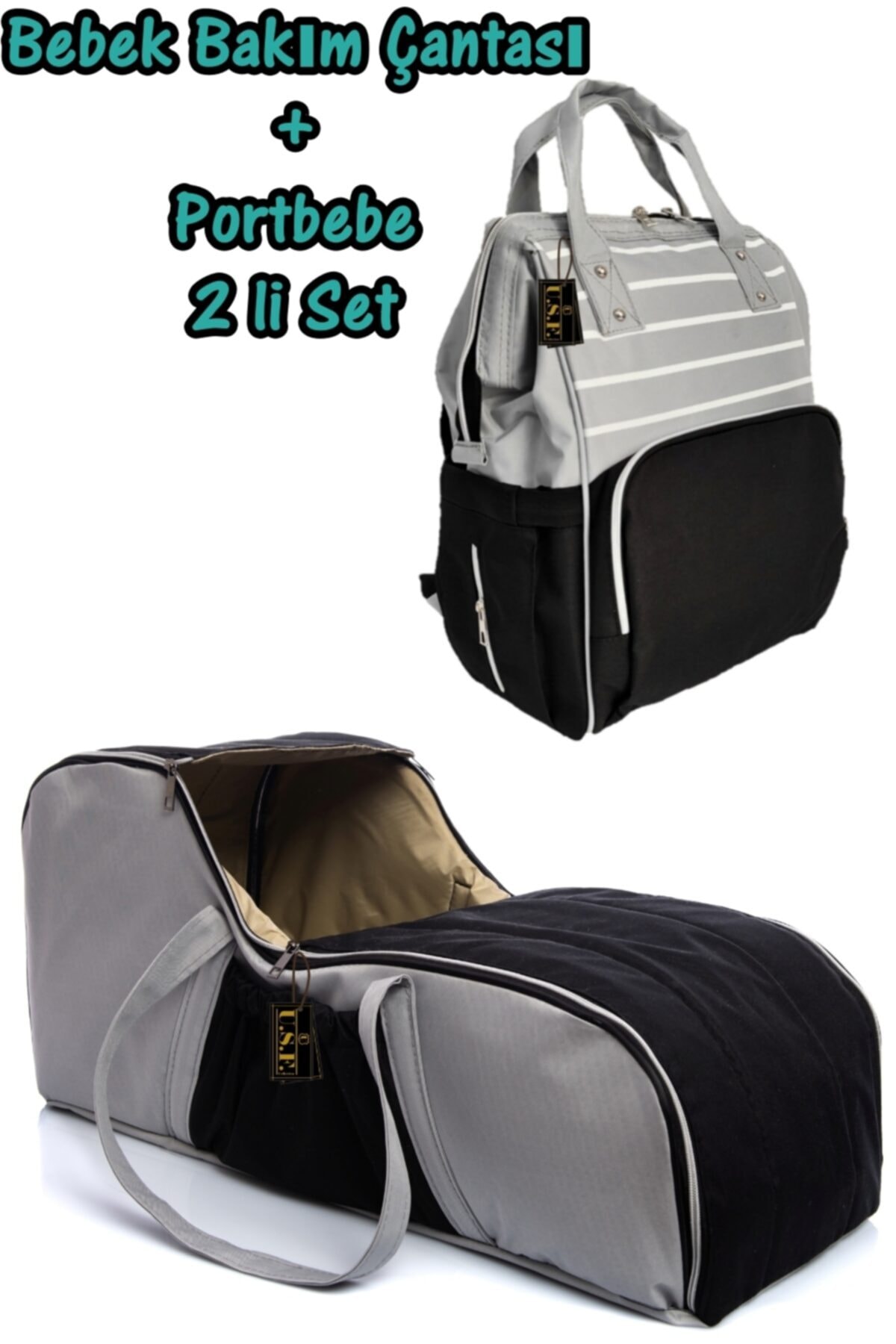 USF Portbebe Ana Kucağı Puset Bebek Taşıma Anne Bebek Bakım Çantası Ikili Set - Ags fotoğrafı 3 (önizleme)