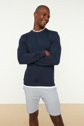 Lacivert Erkek Basic Regular Fit Sweatshirt TMNAW22SW0658