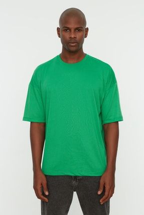 Yeşil Erkek Basic Bisiklet Yaka Oversize Kısa Kollu T-Shirt TMNSS22TS0300