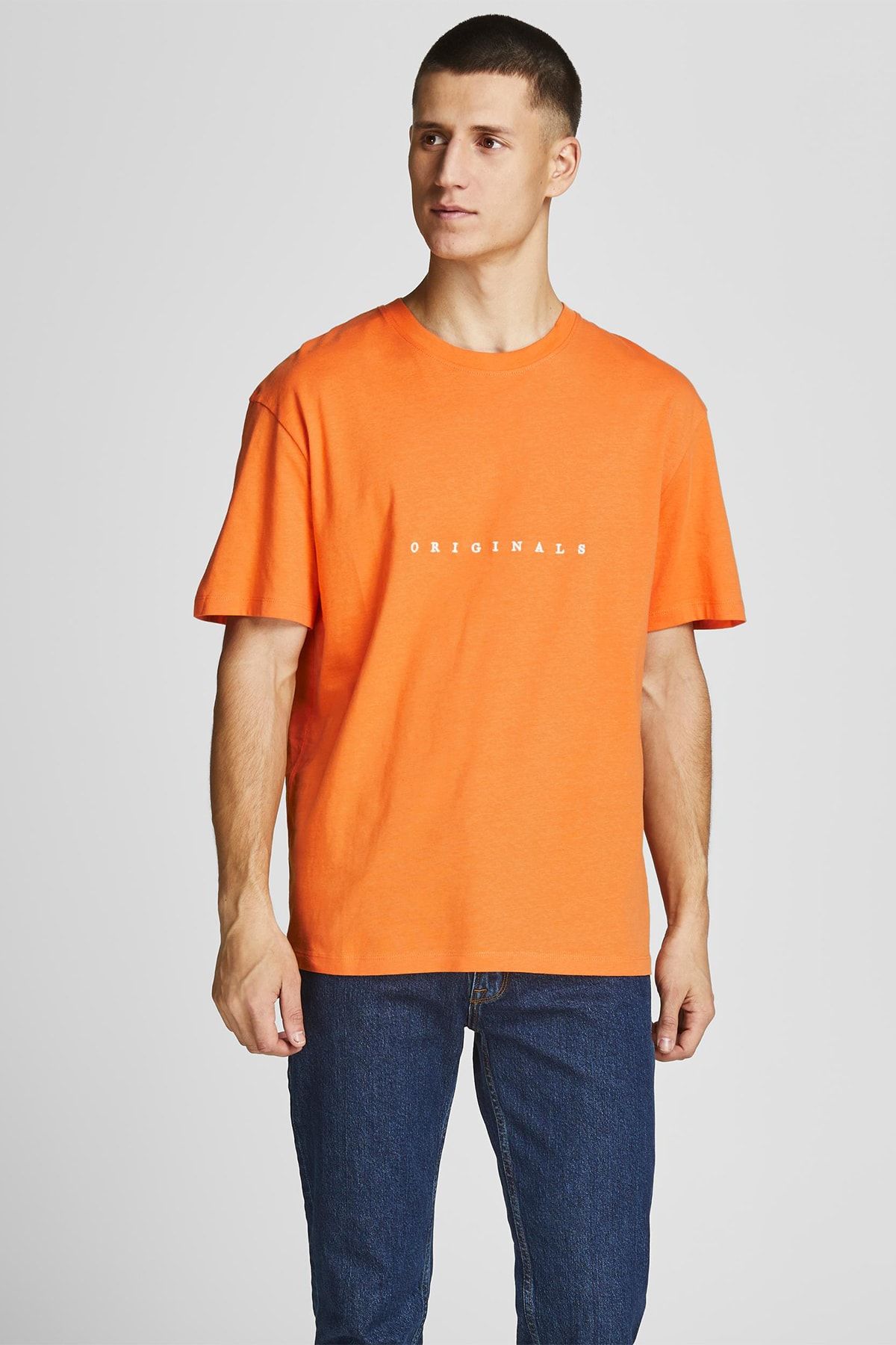 تی شرت نارنجی مردانه Jack & Jones ژورکوپنهاگن جک اند جونز ریلکس فیت - 12176780 Jack & Jones