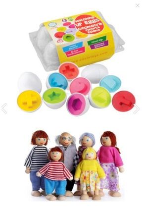 Circle Toys 6'lı Ahşap Kukla Aile + 6'lı Yumurta Eşleştirme Seti TYC00351450351