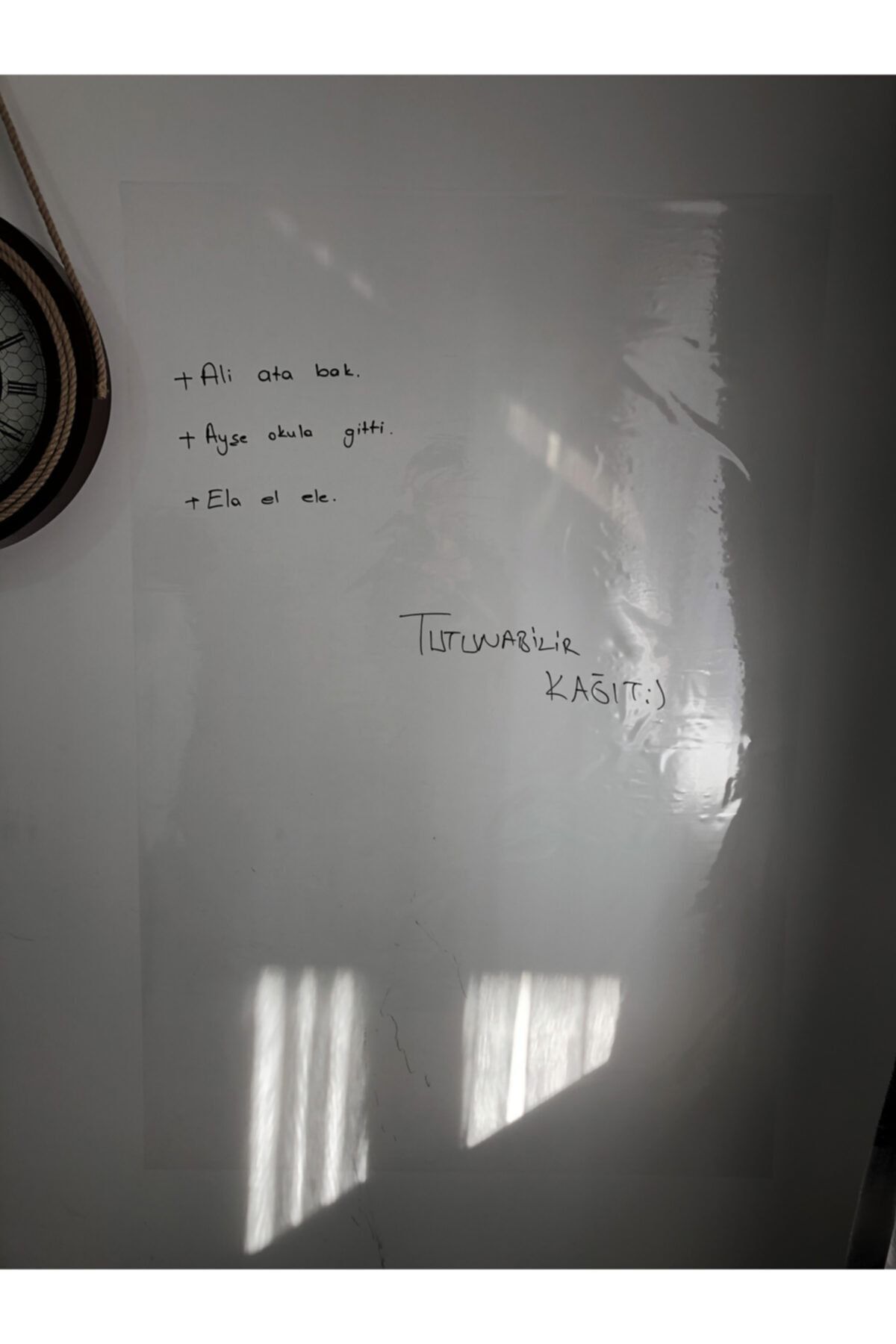 Tutunabilir Kağıt-2 Transparent Static Paper Writing Boards - 60X100 Cm, Applicable with Pen and Button 4