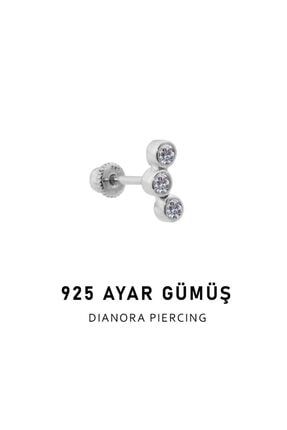 925 Ayar Gümüş 3 Taş Minimal Helix Kıkırdak Piercing gh191