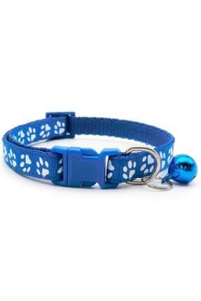 Pati Desenli Mavi Renkli Ayarlanabilir Çıngıraklı Kedi-köpek Boyun Tasması TASMA02