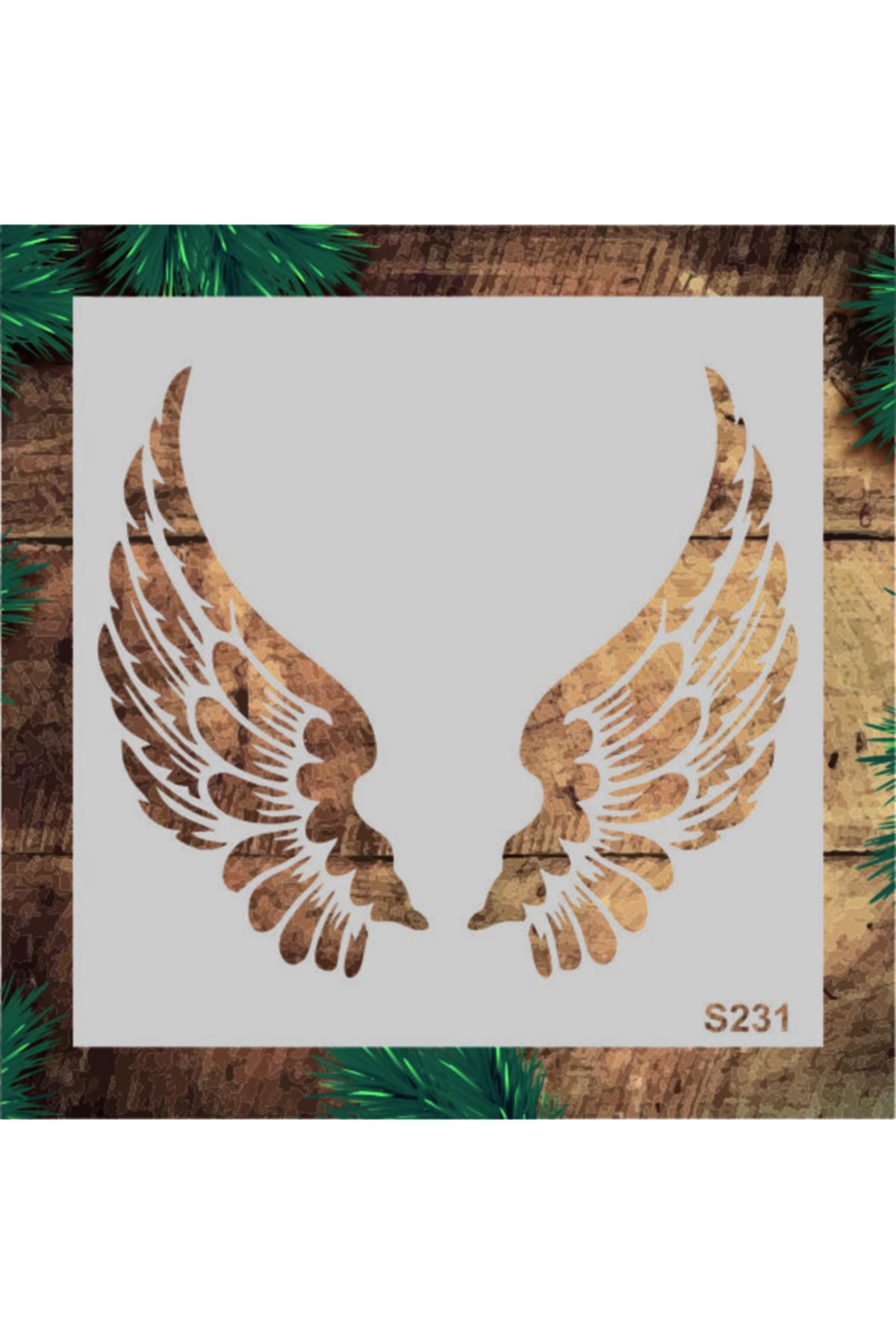 STENCİLTASARIM Stencil Tasarım S231 Kanat- Dekoratif Duvar Ve Eşya Boyama Şablonları 25x25 Cm