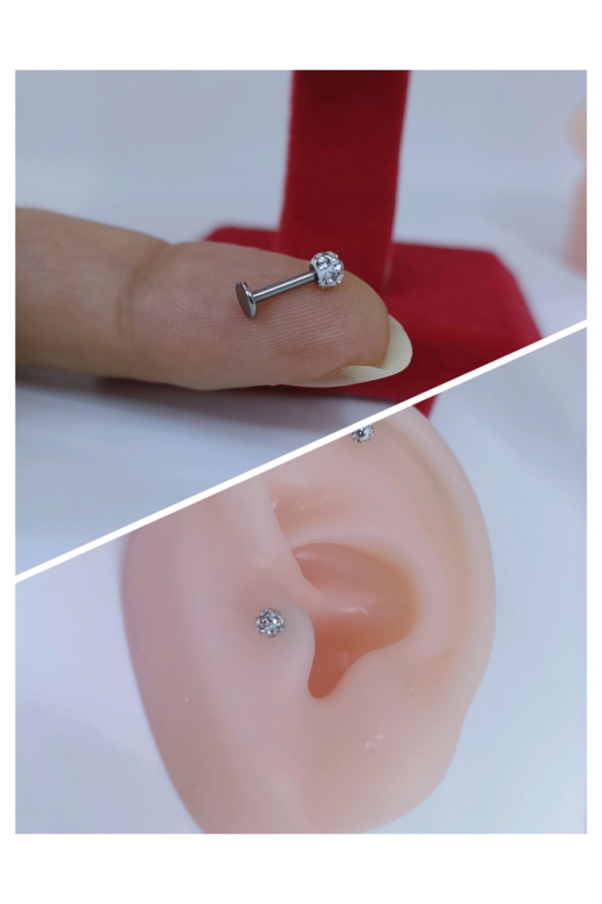 Cerrahi Çelik Zirkon Taş Tragus Piercing