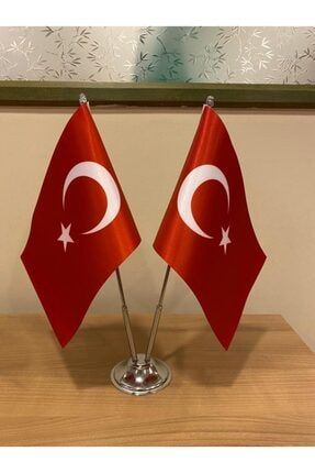 Türkiye Masa Bayrağı Krom Direkli 2'li Bayrak FORS632