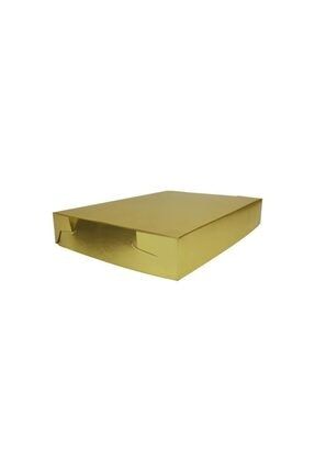 1 Kg Baklava Kutusu 100 Adet - Metalize Gold Renk, Içi Selefonlu, Kilitli Kutu KMBAK899G1213