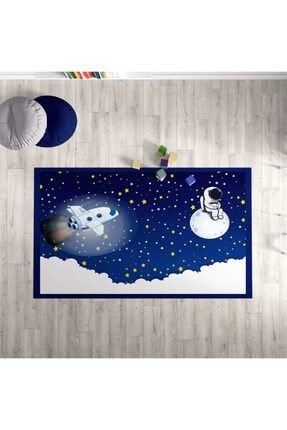Bebek Ve Çocuk Odası Astronot Uzay Mekiği Kaymaz Taban Halı -141 BMKCH141