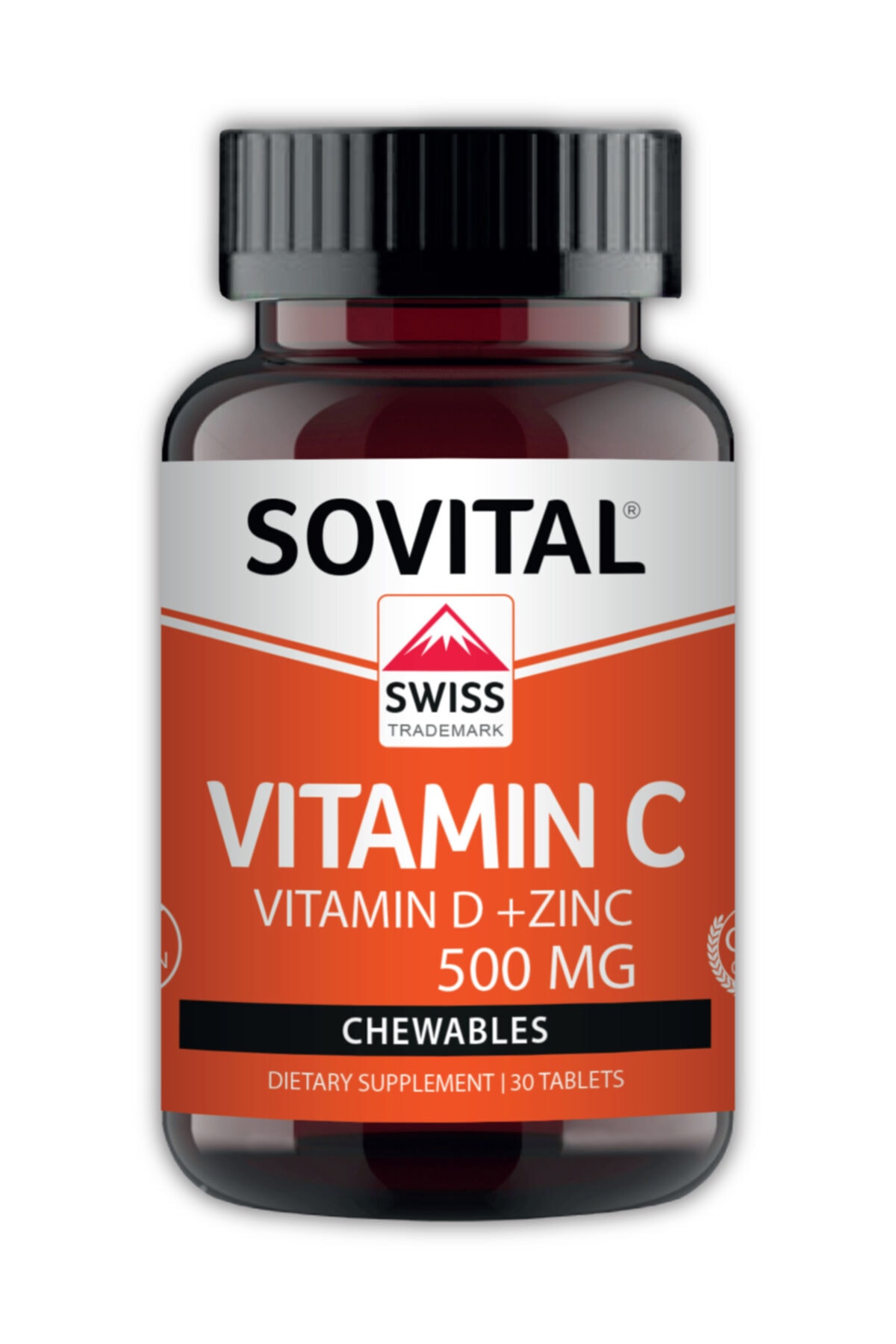 SOVITAL Premium Vitamin C & Vitamin D + Zinc 500 mg 30 Çiğneme Tableti