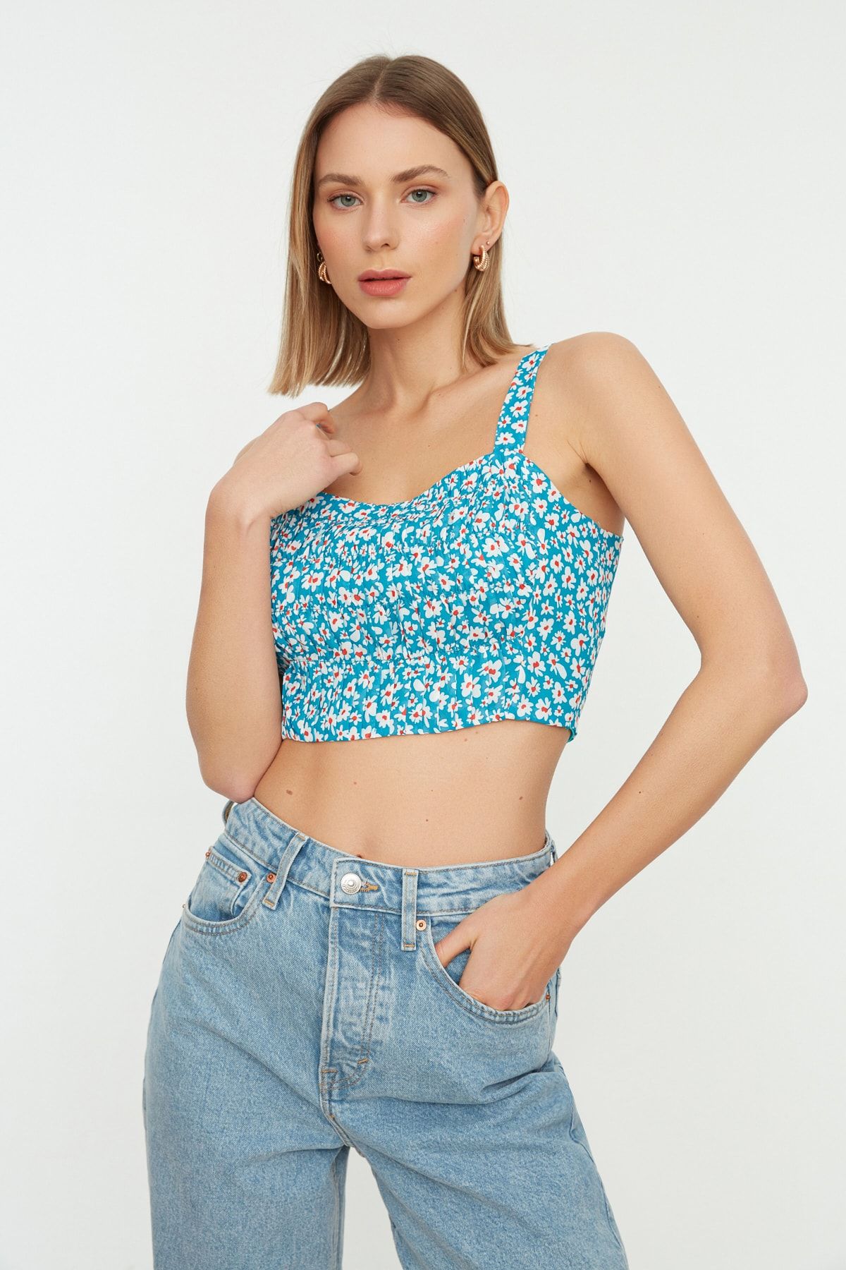 Trendyol Collection Bluse Blau Figurbetont Fast ausverkauft