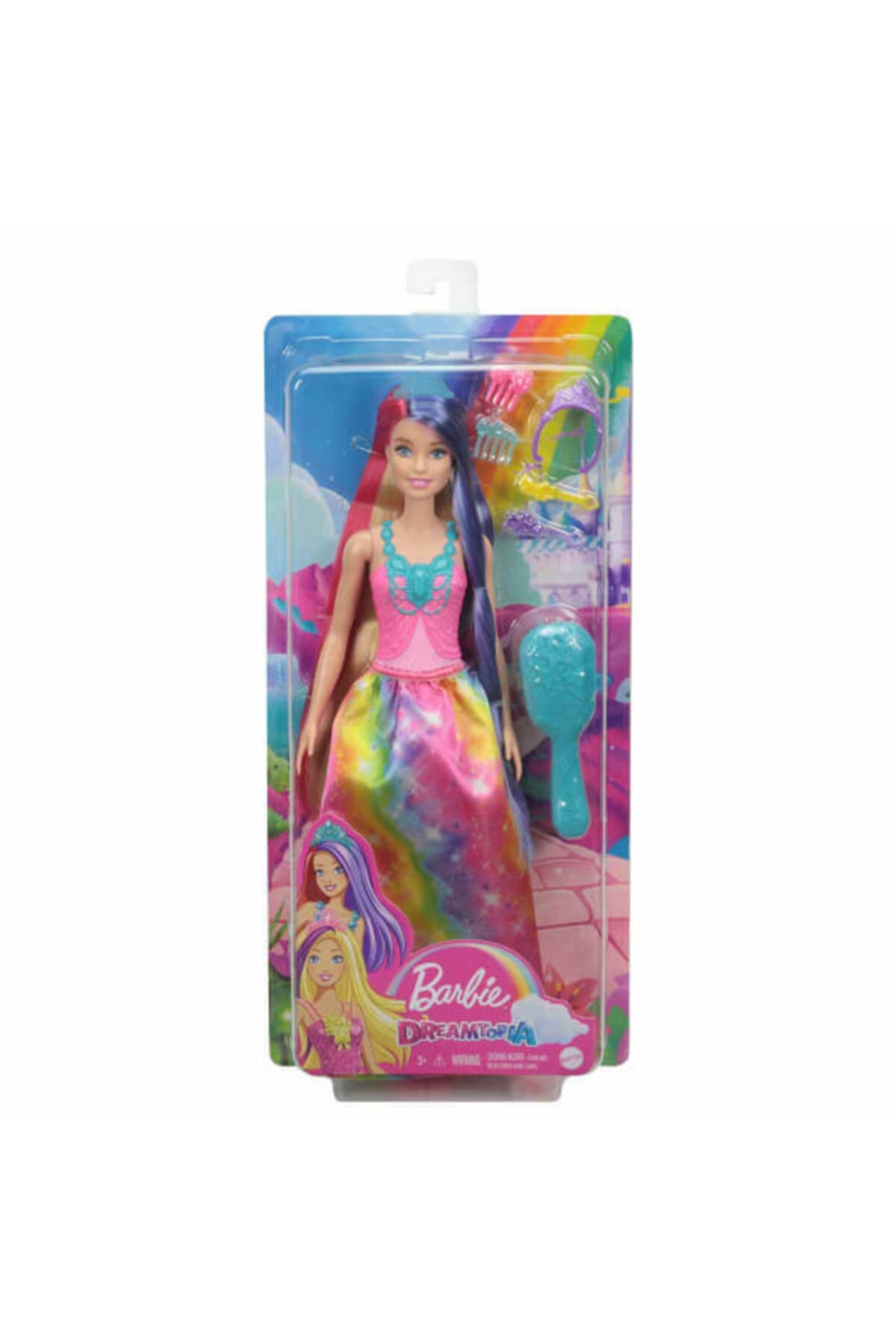 Barbie Dreamtopia Uzun Saçlı Prenses Bebek-gökkuşağı Etekli Mavi Taçlı
