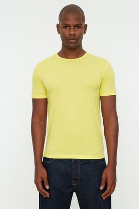 Sarı Erkek Basic Slim Fit Bisiklet Yaka Kısa Kollu T-Shirt TMNSS22TS0270
