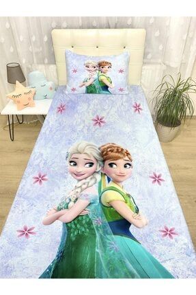 Elsa ve Anna Desenli Yatak Örtüsü ve Yastık evortu1072