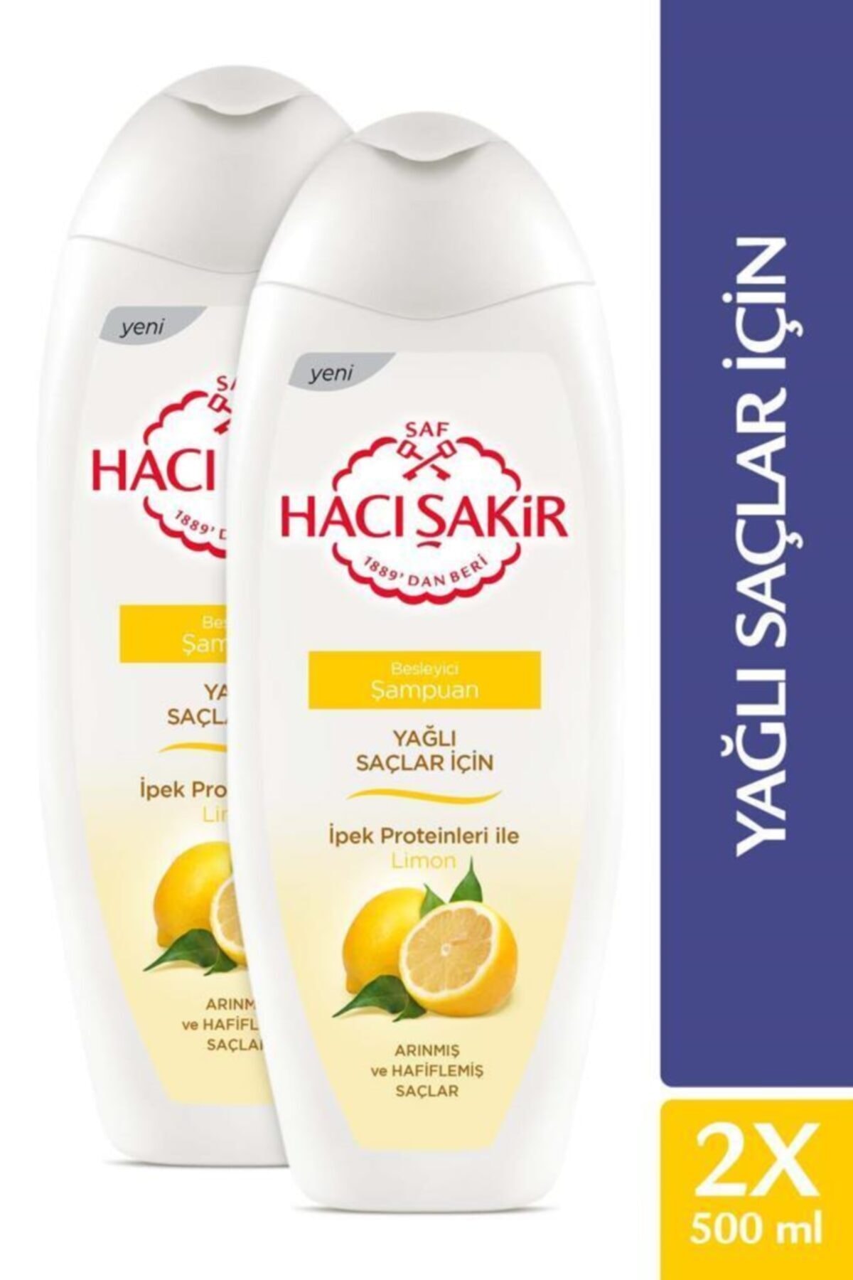 Hacı Şakir Yağlı Saçlar için Limon Besleyici Şampuan 500 ml x2 Adet