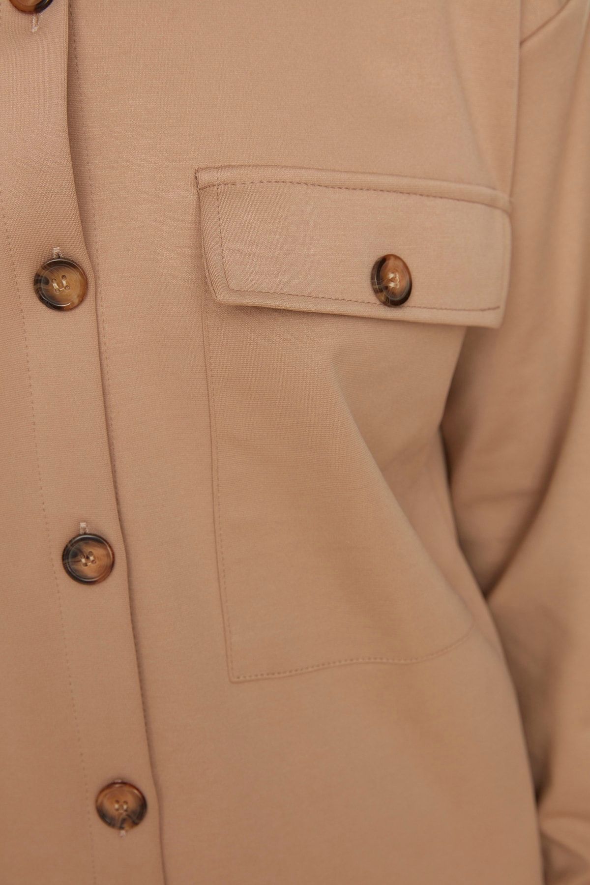 Trendyol Modest-Beige Button Detailed Shirt-Pants Knitted Set TCTSS22US0116 4
