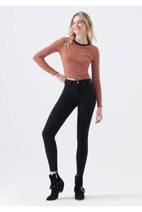 Kadın Siyah Yüksel Bel Likralı Toparlayıcı Skinny Jeans Pantalon straightaway10091001