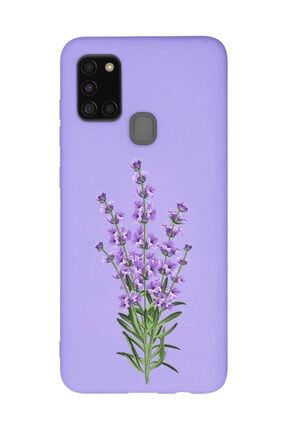 Samsung Galaxy A21s Uyumlu Çiçek Lila Lansman Telefon Kılıfı DFLCASE179-Samsung-Galaxy-A21S