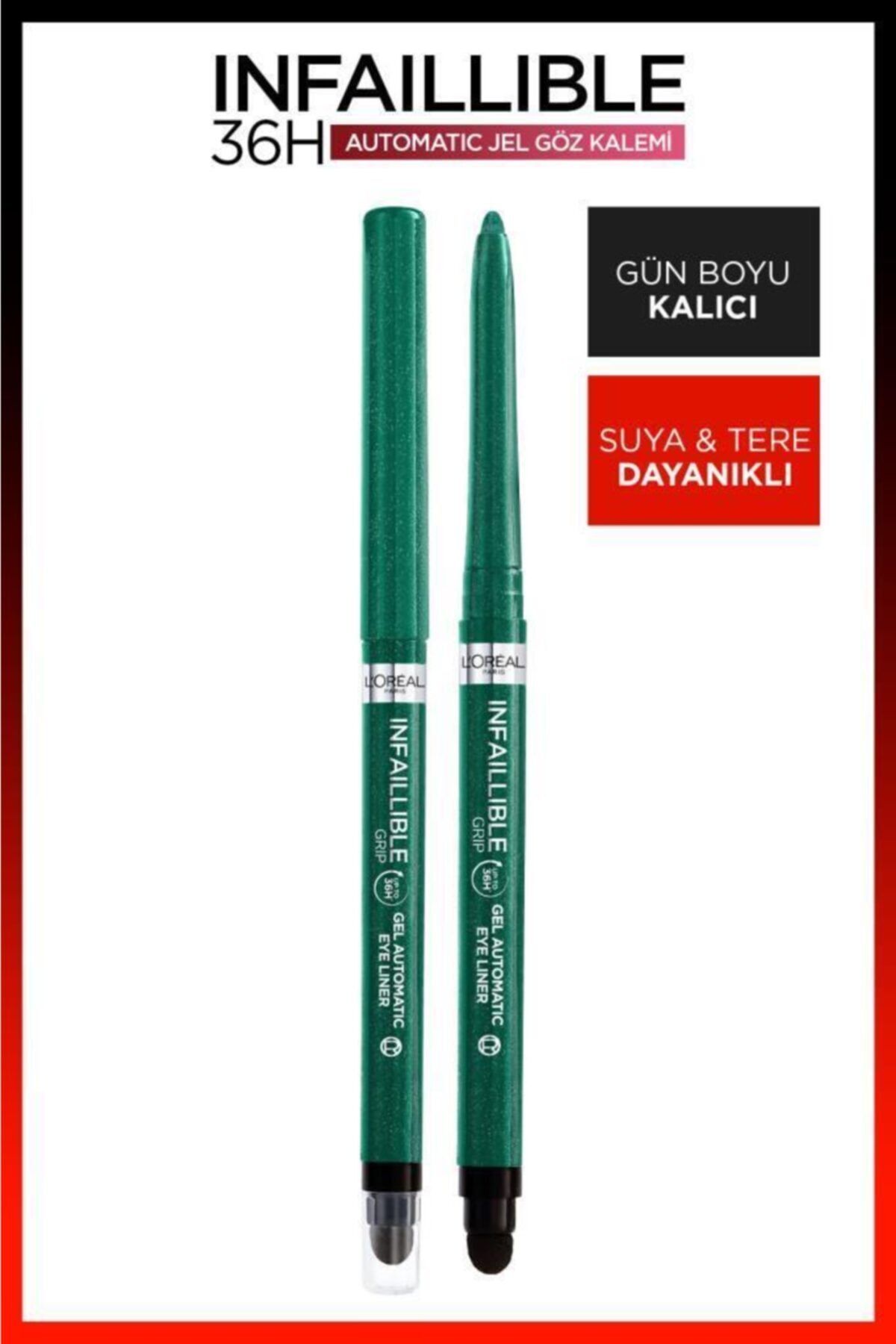 L'Oreal Paris مداد چشم ژلی اتوماتیک دو طرفه Infailable ماندگاری 36ساعته رنگ سبز