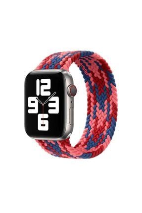 Apple Watch 42mm 1 2 3 4 5 6 7 Se Kontrast Renkli Hasır Örgü Small Kordon / Uyumlu Kordon-11508