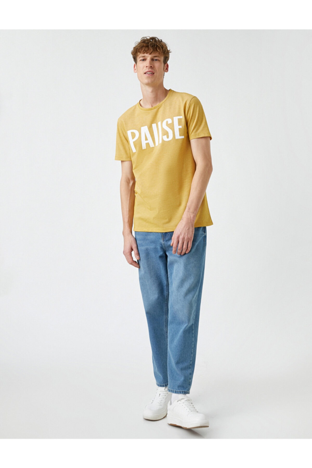 تیشرت مردانه زرد کوتون | 2YAM11810LK اورجینال - تصویر 2