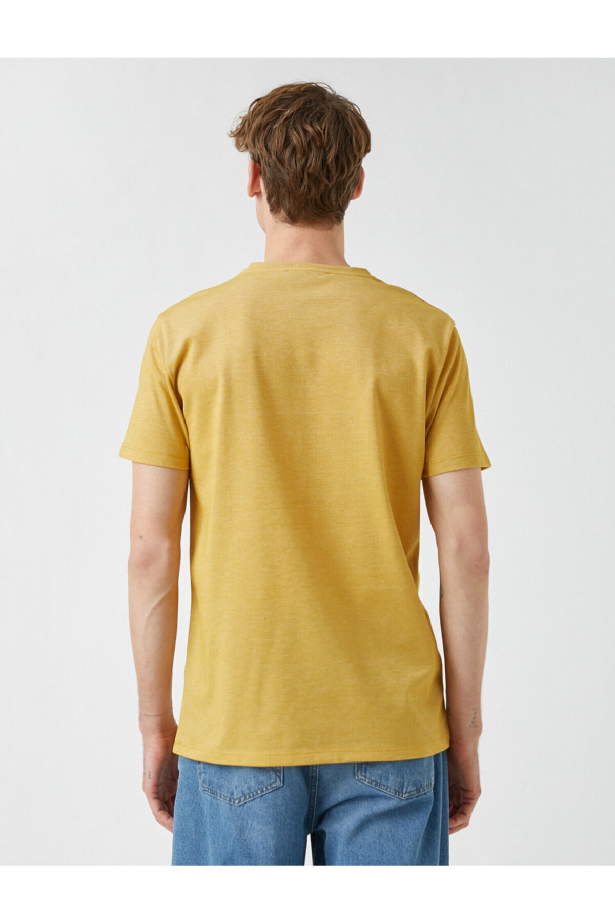 تیشرت مردانه زرد کوتون | 2YAM11810LK اورجینال - تصویر 4