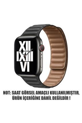 Apple Uyumlu Watch Se 44mm Kordon Leather Link Band Siyah SKU: 877