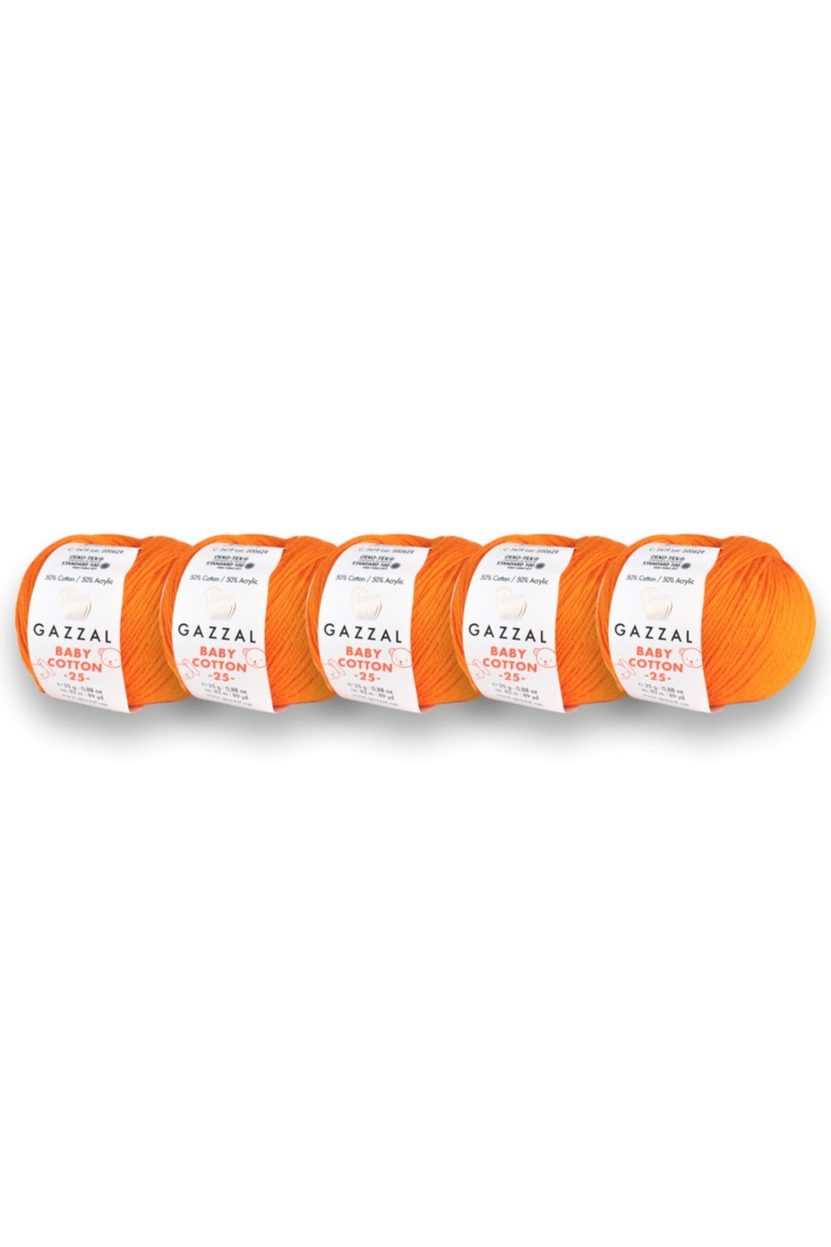 Gazzal Pachet De 5 Fire De Tricotat Manual Pentru Amigurumi Din Bumbac Pentru Bebeluși - 25 Gr (3419) - One Size