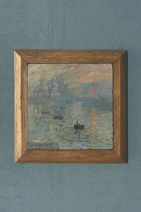 Masif Çerçeveli Doğaltaş Tablo 28x28 Cm Impression, Sunrise Claude Monet PRMT2020-1640