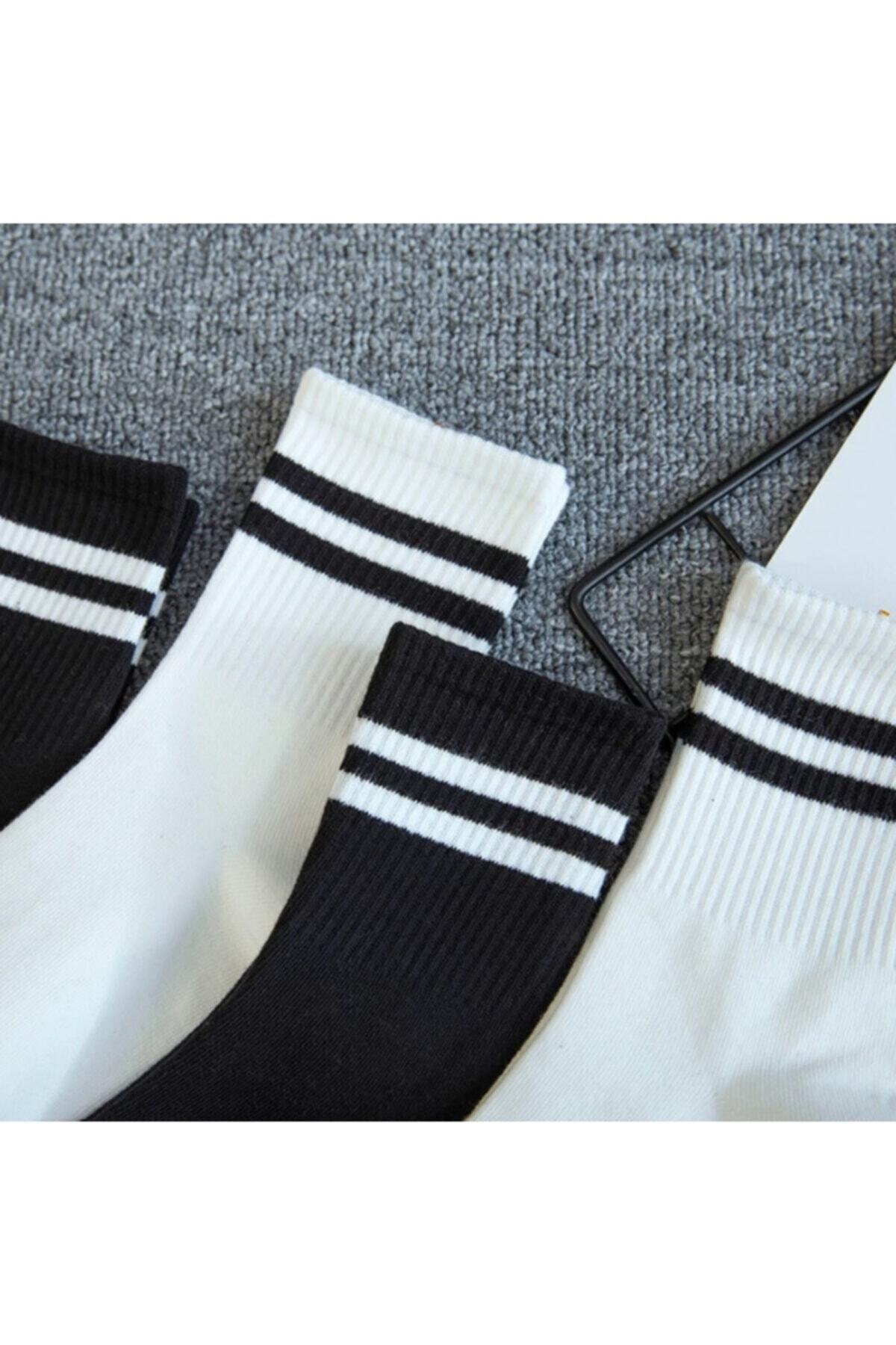 Peri Çorap 2'li Siyah Ve Beyaz Çizgili Tenis Çorap
