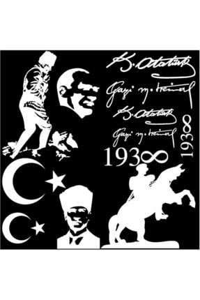 Mustafa Kemal Atatürk Seti Atatürk Imza Silüet Ay Yıldız Atatürk Sticker Seti 12 Adet VAVA0023