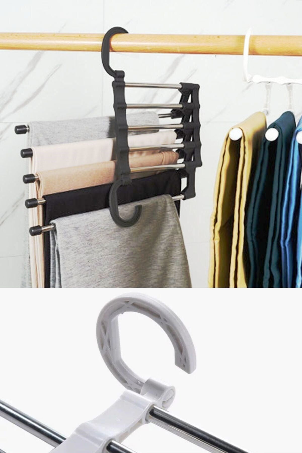 Buffer-® 4 Pieces Movable Closet Pants Tie Shawl Organizer Layered Hanger Organizer 5
