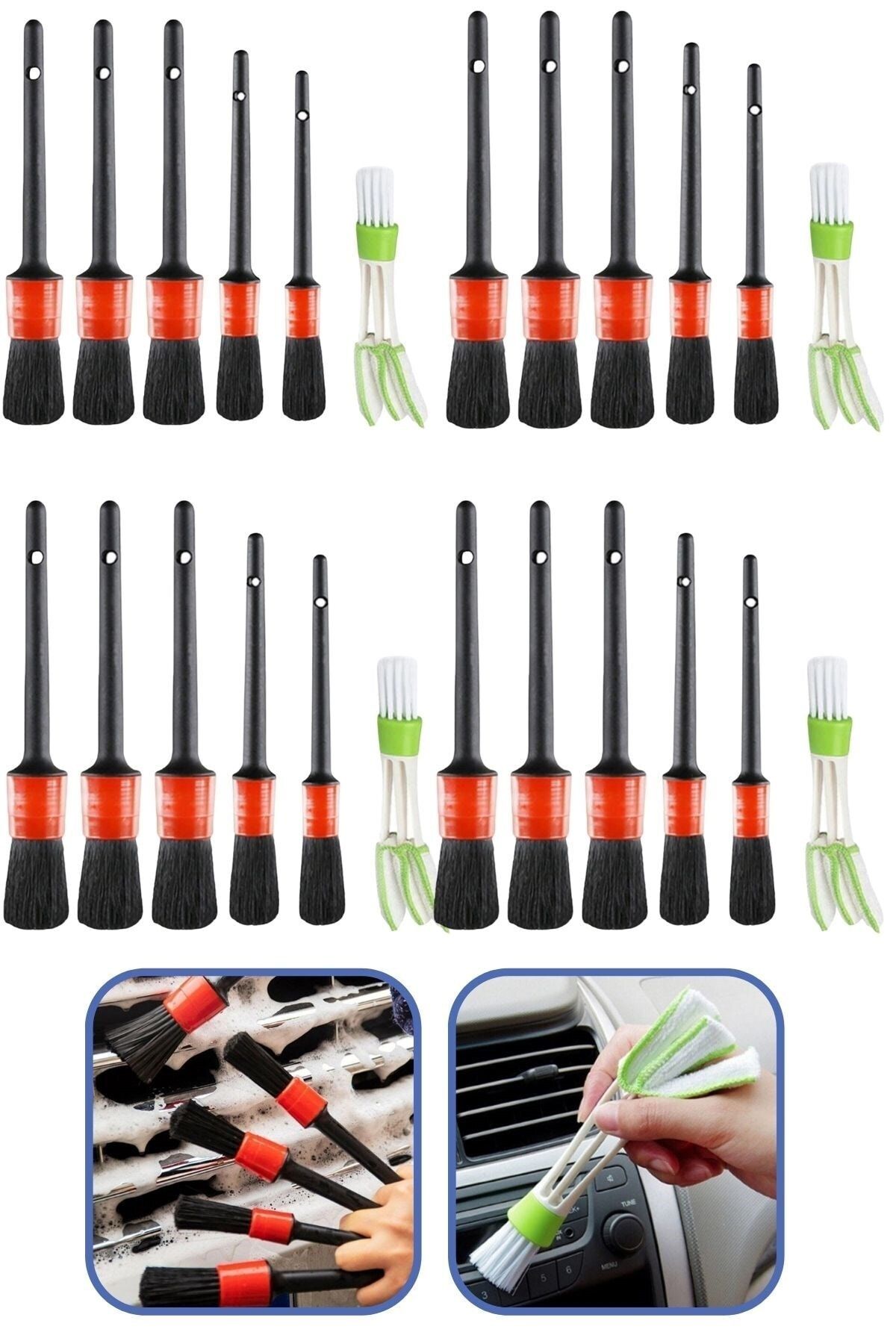 Buffer ® 4 Adet Yumuşak Kıllı Iç Ve Dış Temizlik Için 5+1 Detaylı Araç Oto Temizlik Bakım Fırça Seti