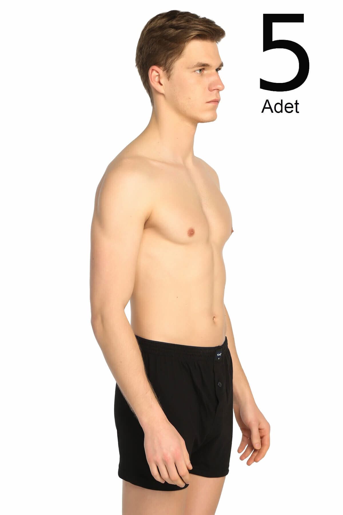 Tutku-Men's Black 5-Pack Combed Cotton Buttoned Boxers ELF568T0117CCM5 2