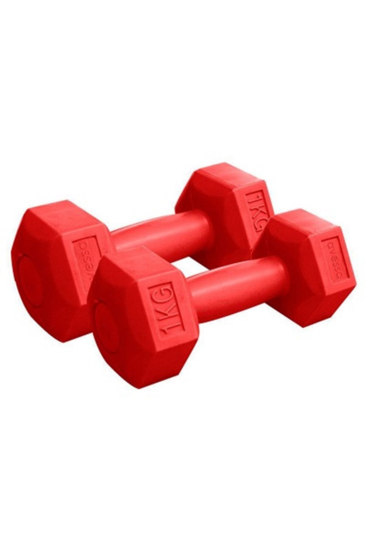 KaramanStore Tek Ebat Kas Geliştirme Ağırlık Barı Dambıl Seti Dumbell Plastik Köşeli 1kg 2 x 1 Kg Kırmızı