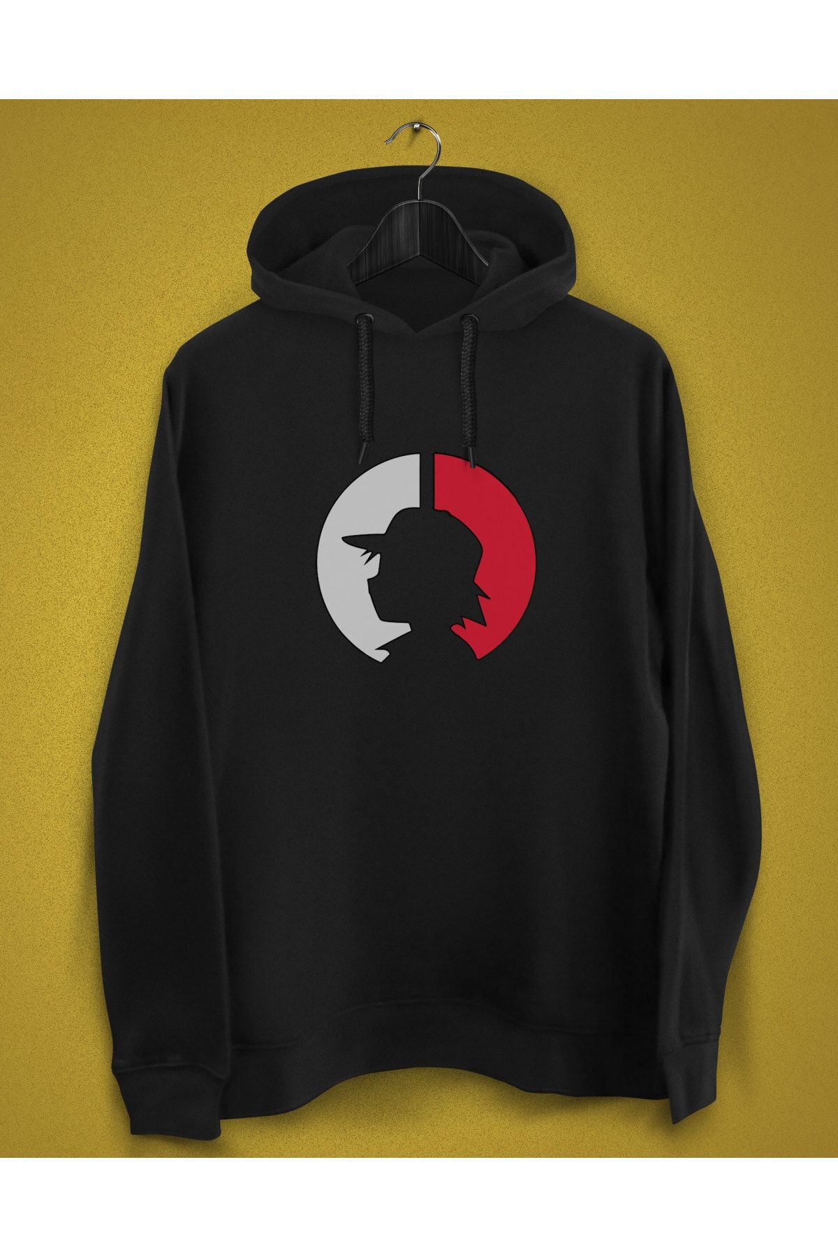 YEACHY Men s Black Pokemon Ash Ketchum Hooded Printed Sweatshirt