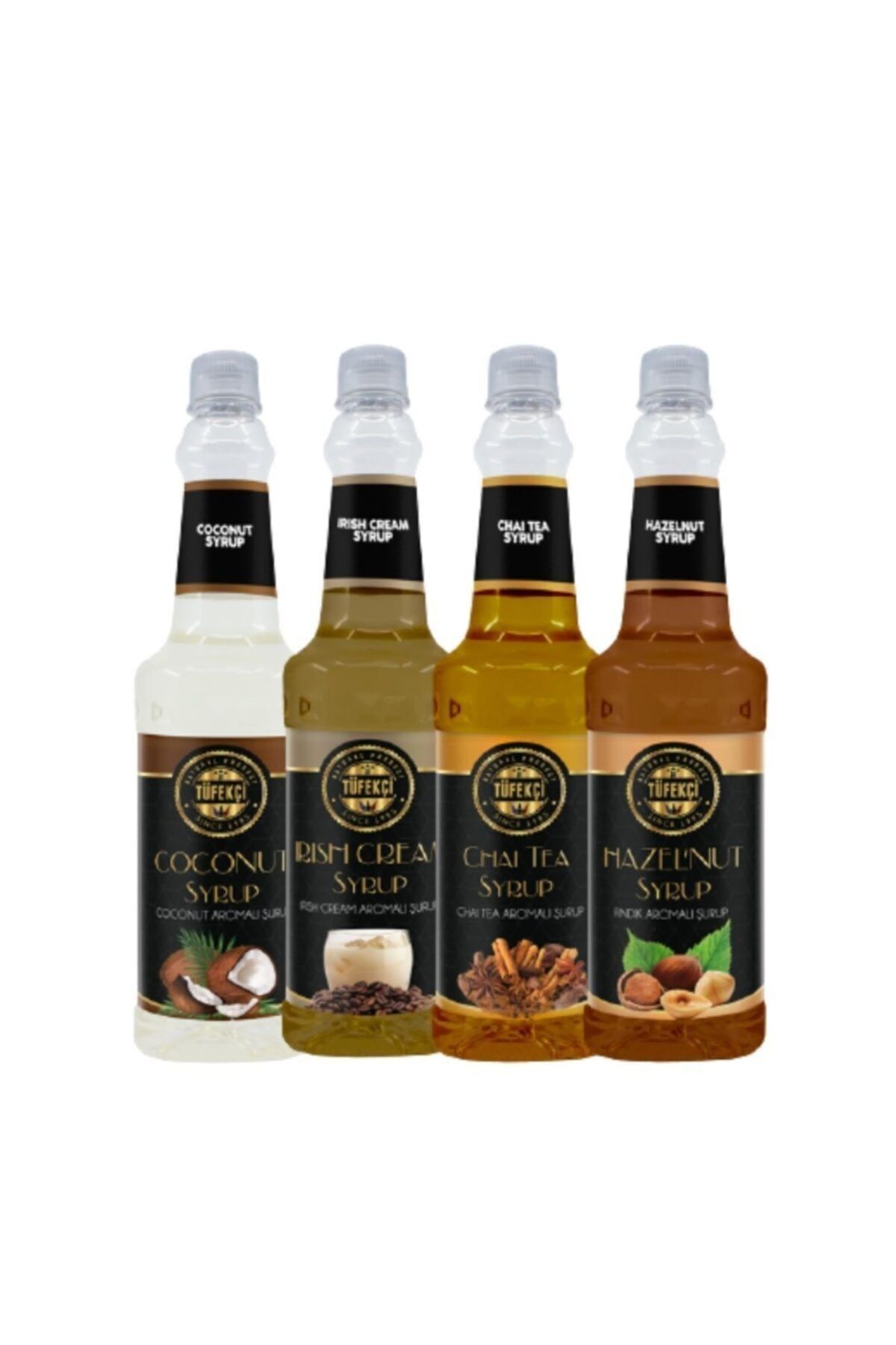By Tüfekçi 4lü Avantajlı Paket (hindistan Cevizi, Irish Crem, Chai Tea, Fındık) Şurubu 4*750 Ml