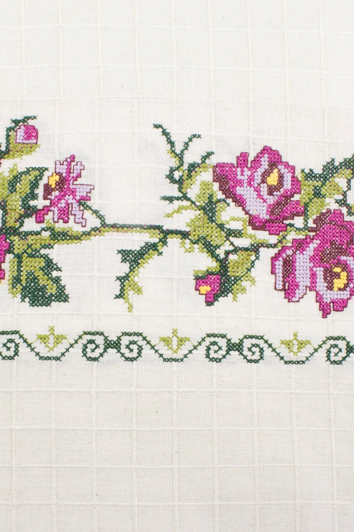 Bedinn-Perdeau Natural 300x185 Cm Liliac Cusă în Cruce 6