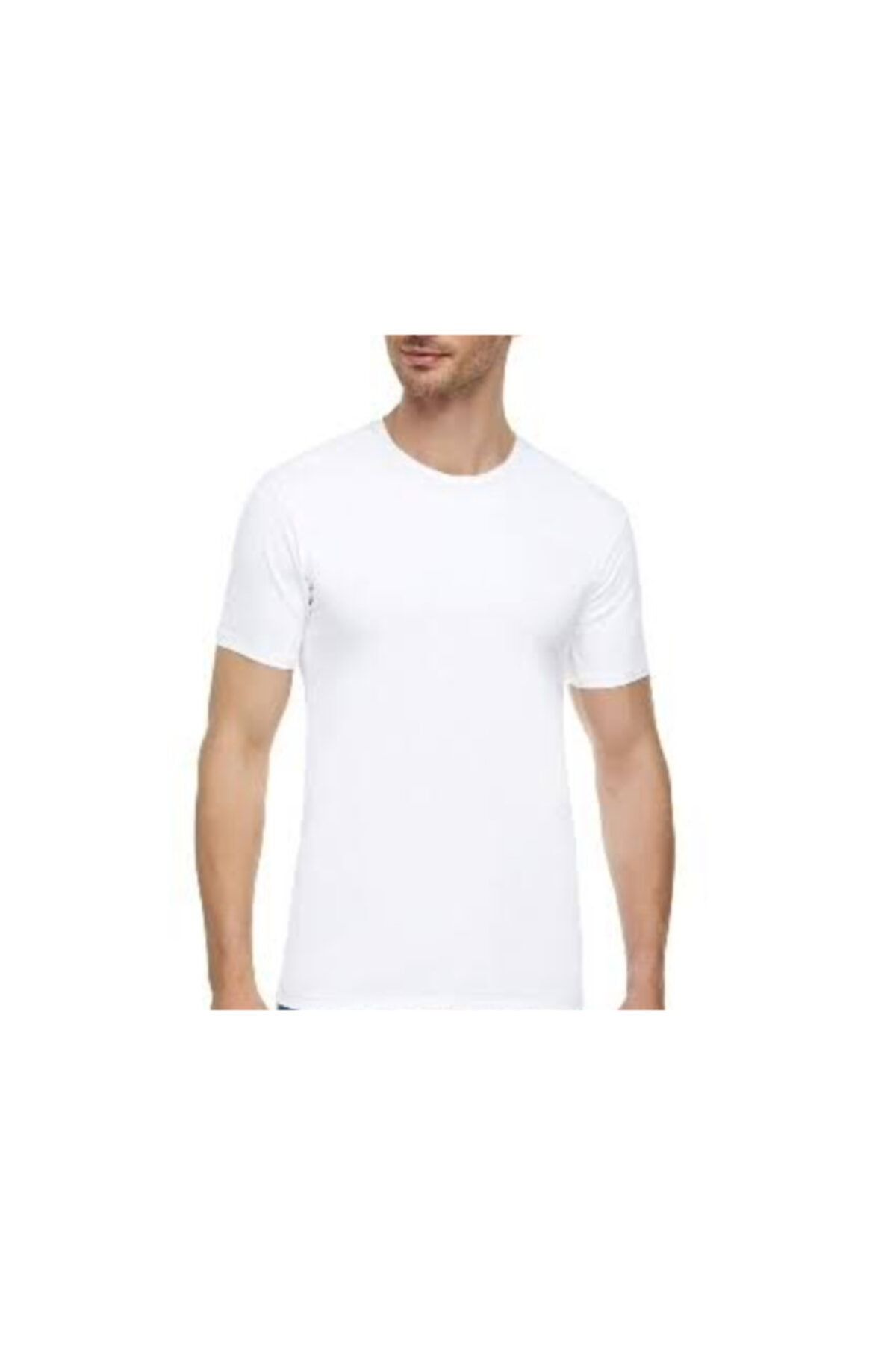 Tutku-Men's White 6 Pieces 100% Cotton O-Neck Half Sleeve Undershirt 2
