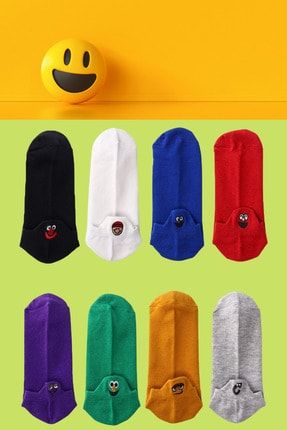 8 Li Emoji Çok Renkli Nakış Işlemeli Çorap 523215862