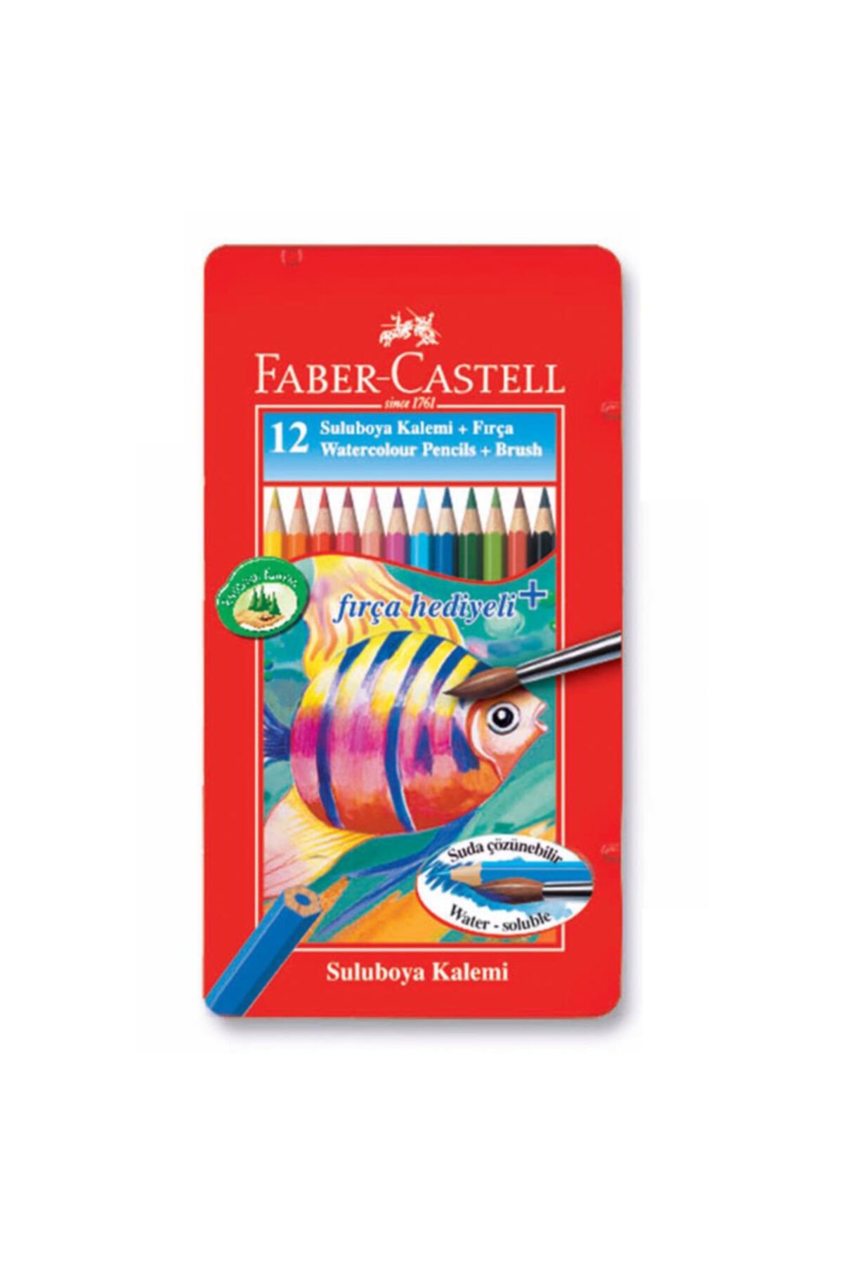 Faber Castell جعبه فلزی مداد آبرنگی Faber-Castell Aquarel 12 رنگ FABERAQ12