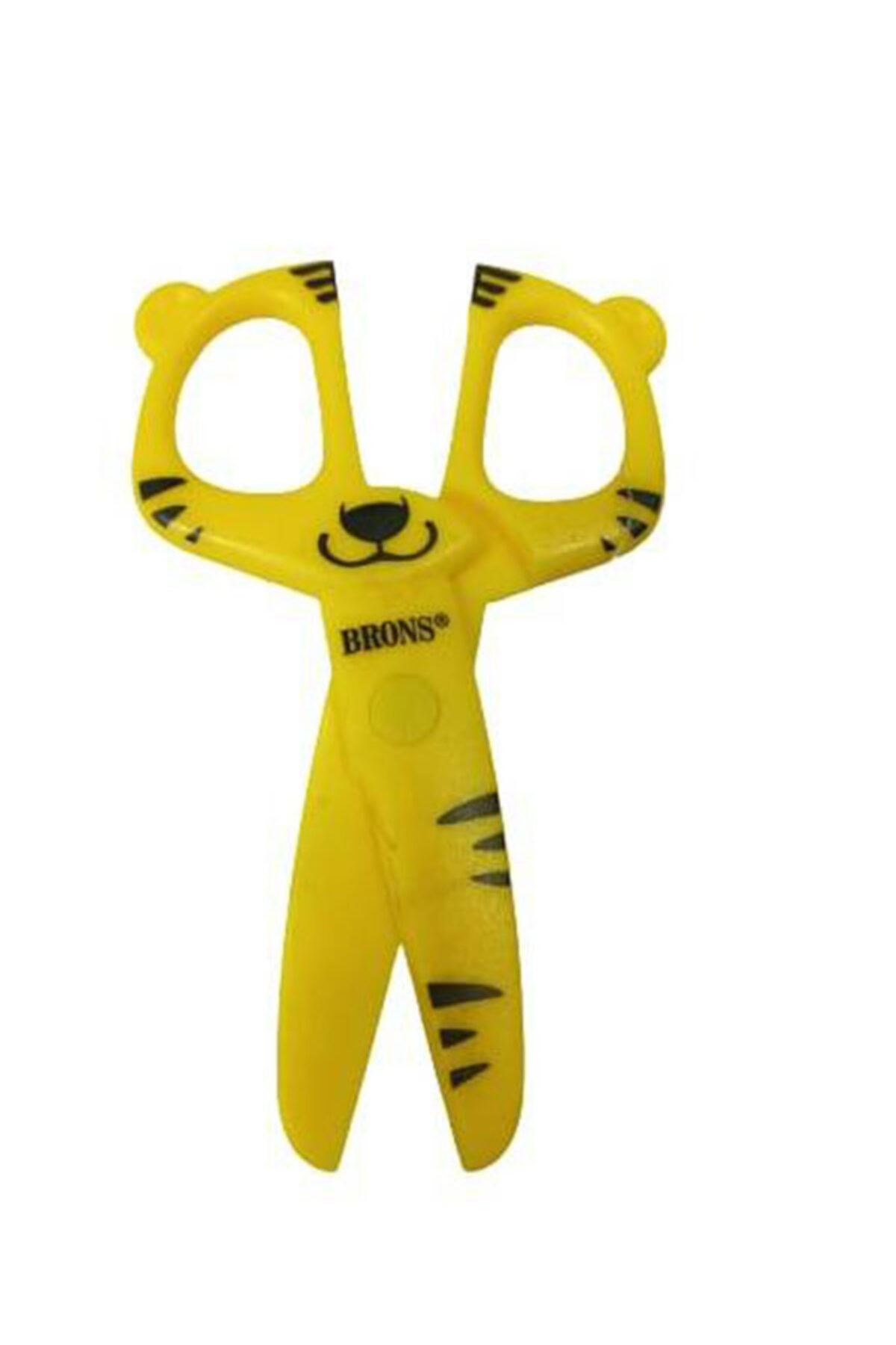 Brons Anaokulu Makası Ucu Düz Plastik Panda Figürlü Sarı