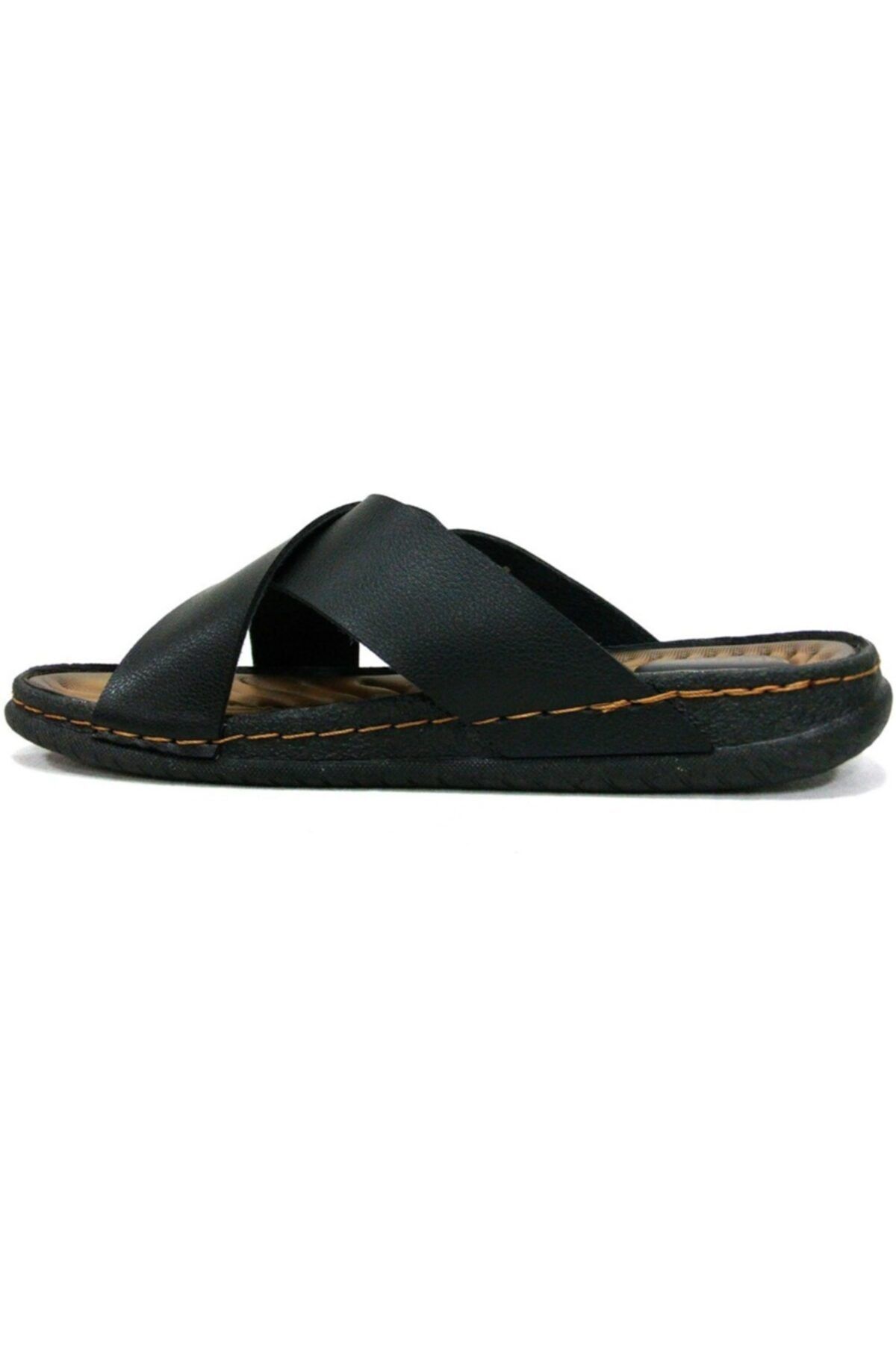 GEZER-Men's Black Buckle Anatomical Slippers Oztshoes 11653 3