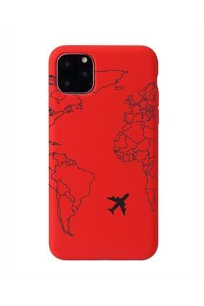 Iphone 11 Pro Max World Map Lines Kırmızı Lansman Kılıf MCWMLIP11PM