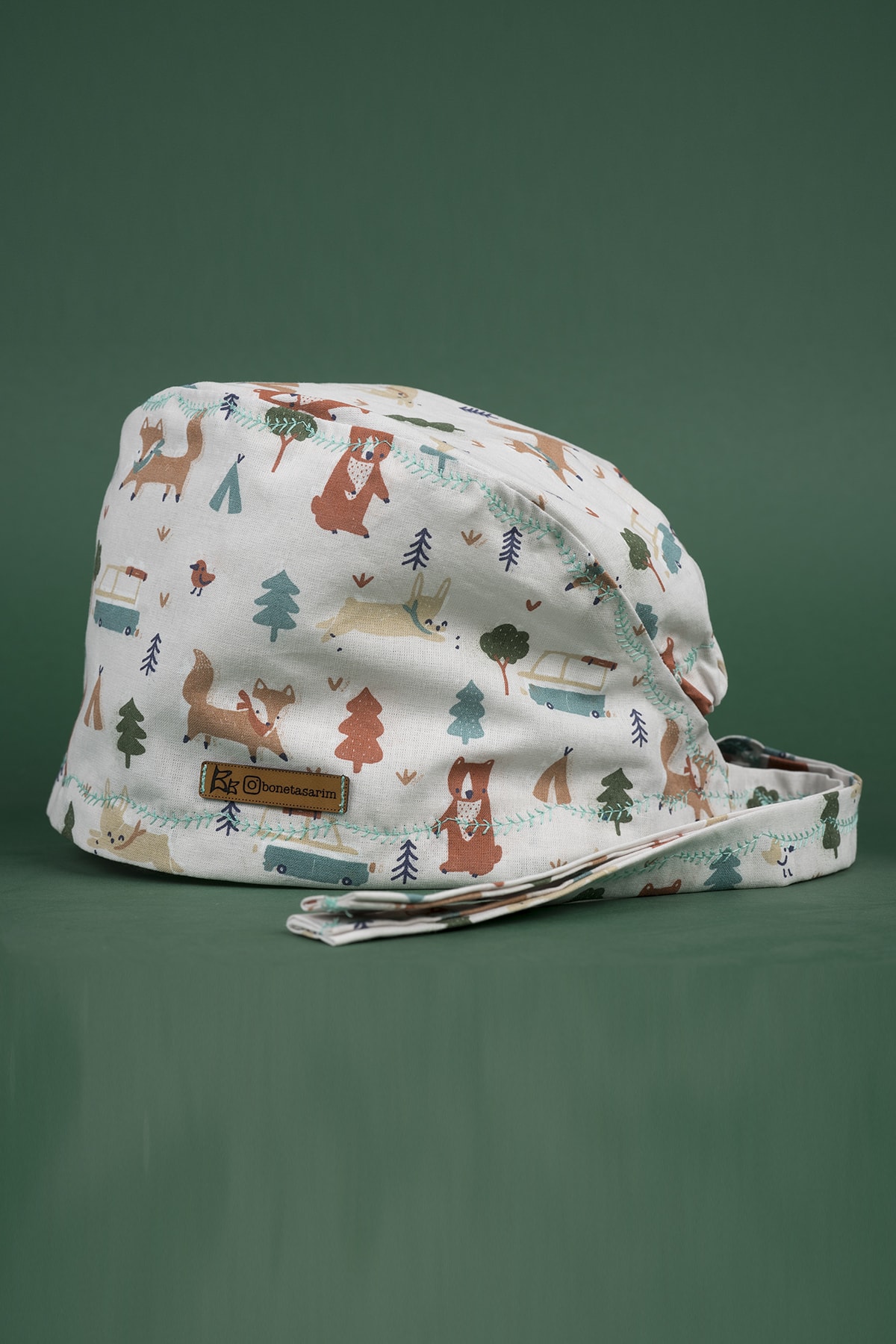 Best Bone Açık Bej Kamp Hayvanları Desenli Cerrahi Bone