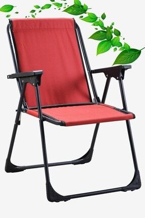 Katlanır Koltuk Piknik Sandalyesi Kamp Sandalyesi Bardaklık Plaj Koltuk Kırmızı PRA-2657451-166194